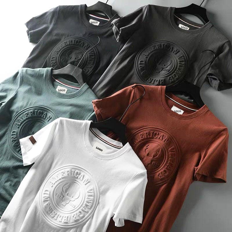 Embossed 3D Round Neck Half Sleeve T-shirts for Men