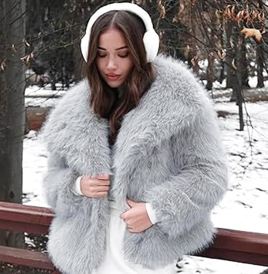 100% Wool Shaggy Parka Fluffy Faux Fur Jacket